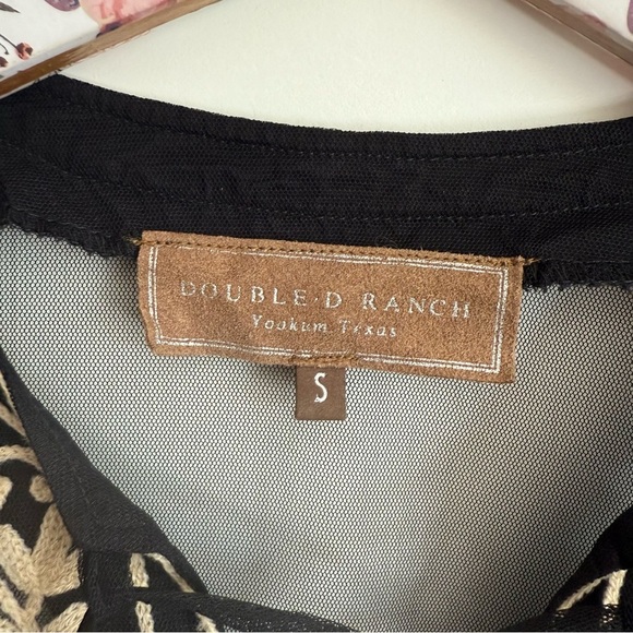 DOUBLE D RANCH Black Mesh Embroidered Lace Up Top Blouse Women’s S Small - Picture 7 of 9
